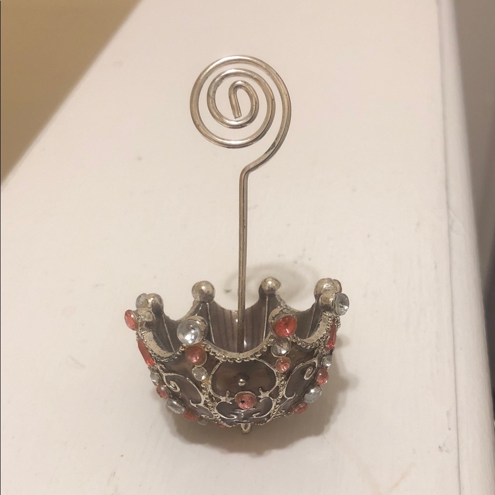 Umbrella Photo/Place Card Holder with Pink and Clear Gems